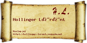 Hollinger Lóránt névjegykártya